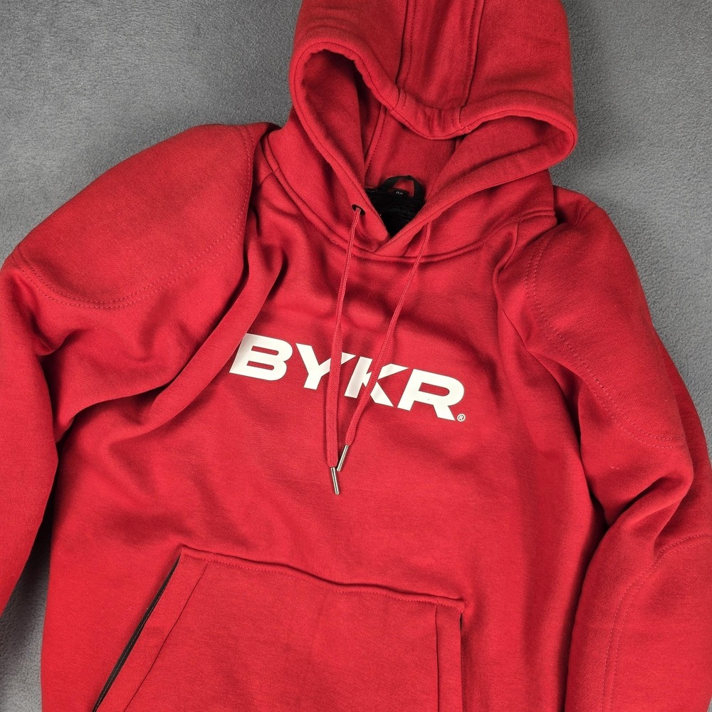 BYKR Armored Hoodie Mens Medium Red Fleece Pullover Motorcycle Riding Mesh